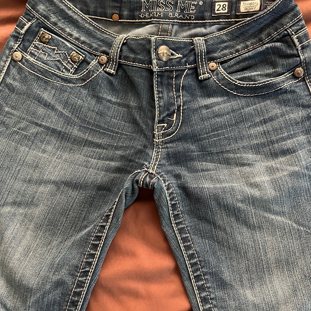 Miss Me Faded Blue Skinny Jeans With Contrast Stitching